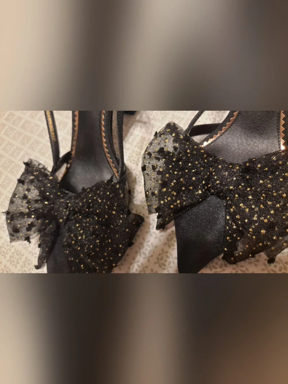 Circus NY Black Tulle Bow Slingback Heels Sz 6